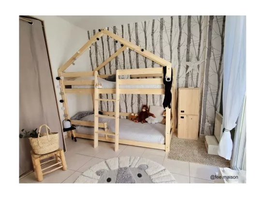 Armoire en pin brut 2 portes 4 tablettes Dinamic
