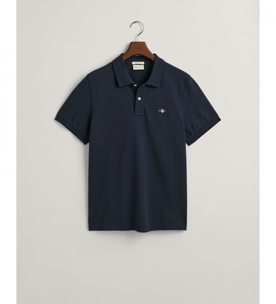 Camisa polo Gant Shield azul marinho piqué de corte regular