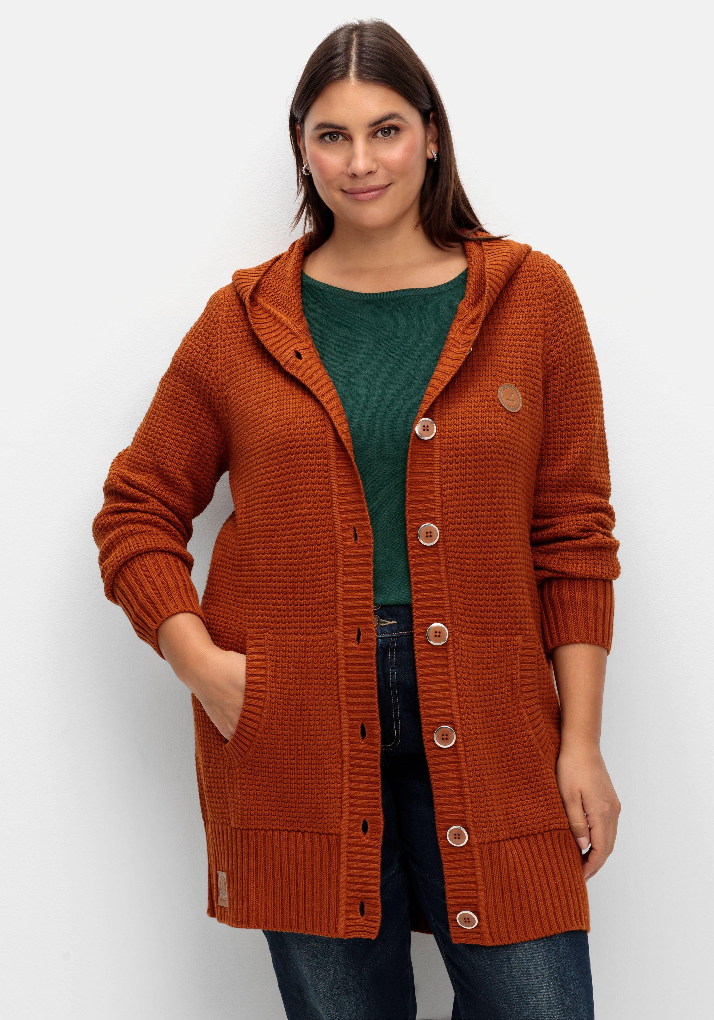 Strickjacke mit Kapuze, in Longform