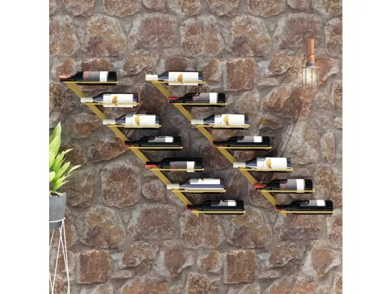 Casier à vin mural pour 7 bouteilles 2 pcs Doré Métal