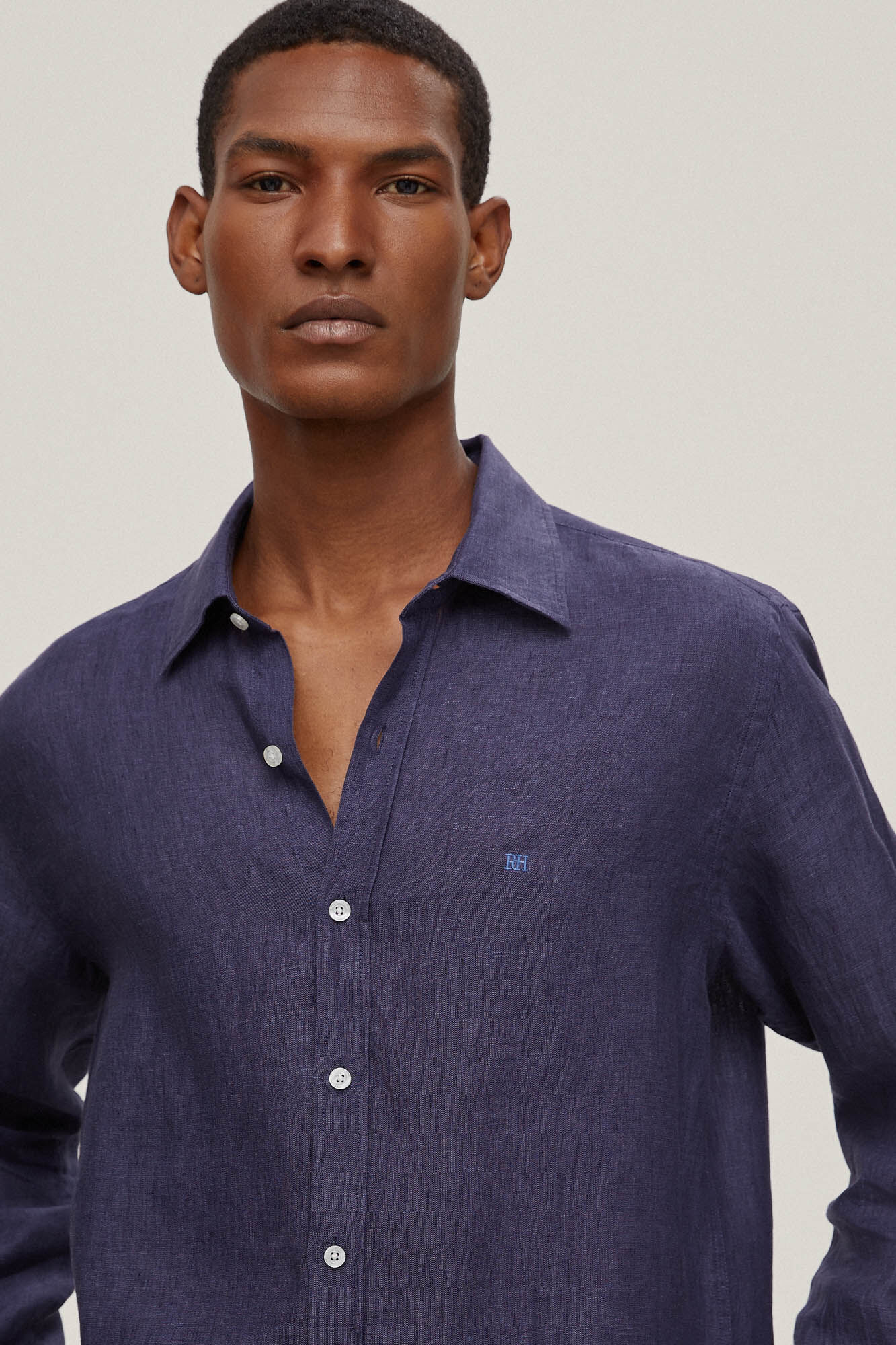 Camisa linóleo lisa - Azul