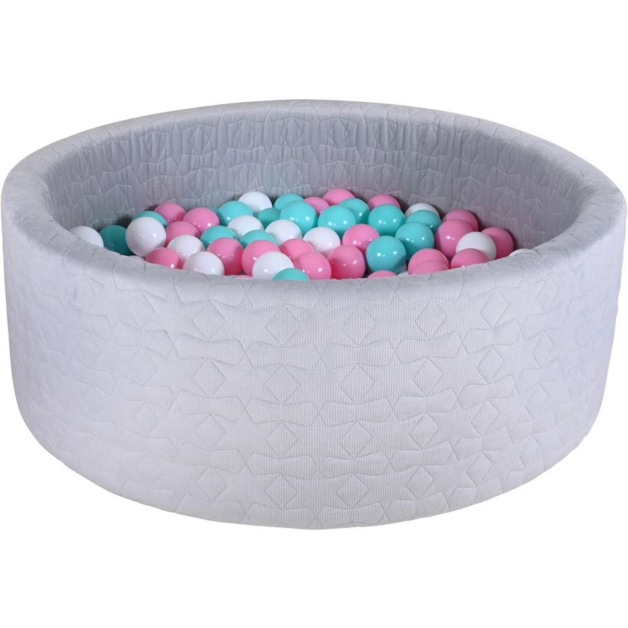 knorr toys® Bällebad soft - Cosy geo grey - 300 balls rosecremelightblue grau