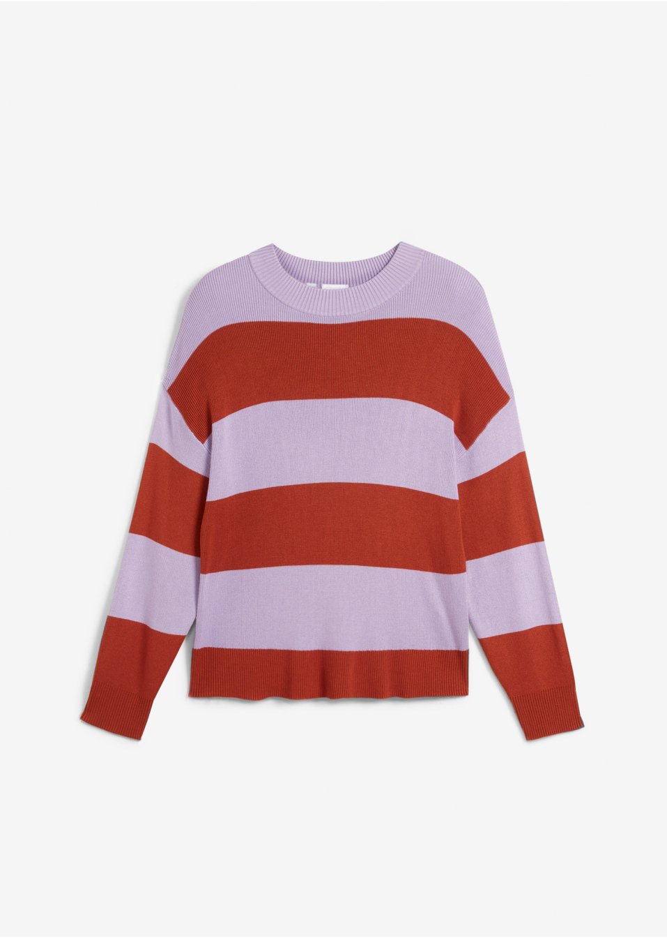 Pull en fine maille à col rond avec rayures blocs