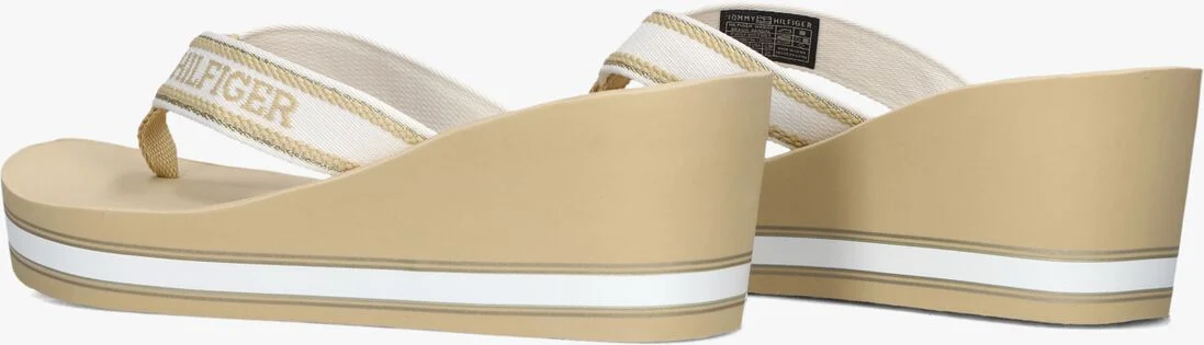 TOMMY HILFIGER beige tommy hilfiger teenslippers hilfiger wedge beach