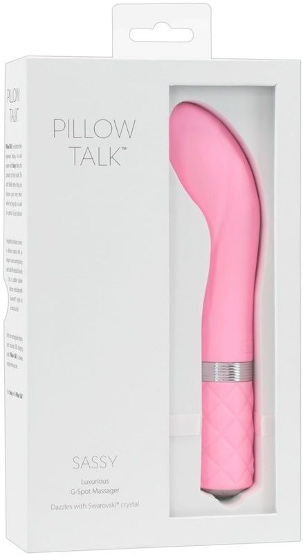Pillow Talk – ‘Sassy’ G-Spot Stimulator in Luxe Fluweel Zachte Uitstraling en Swarovski Steen voor  Orgasmes – 20 cm – Licht Roze