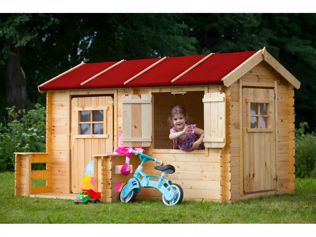 Maison en bois pour enfants - 146x241xH151cm/2.63m2 - Timbela M503