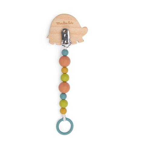 Attache-Tétine Bois et Silicone Tortue Trois Petits Lapins Multicolore - MOULIN ROTY