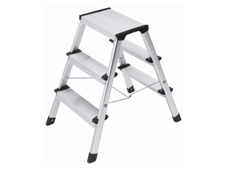 Hailo Trittleiter L90 Step-ke 3 Stufen Der Alu-Klapptritt zum Steigen und Sitzen