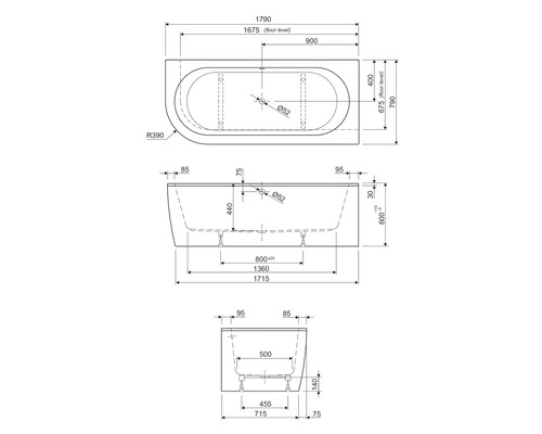Form&style Sansibar bad, 80 x 180 cm, glanzend wit