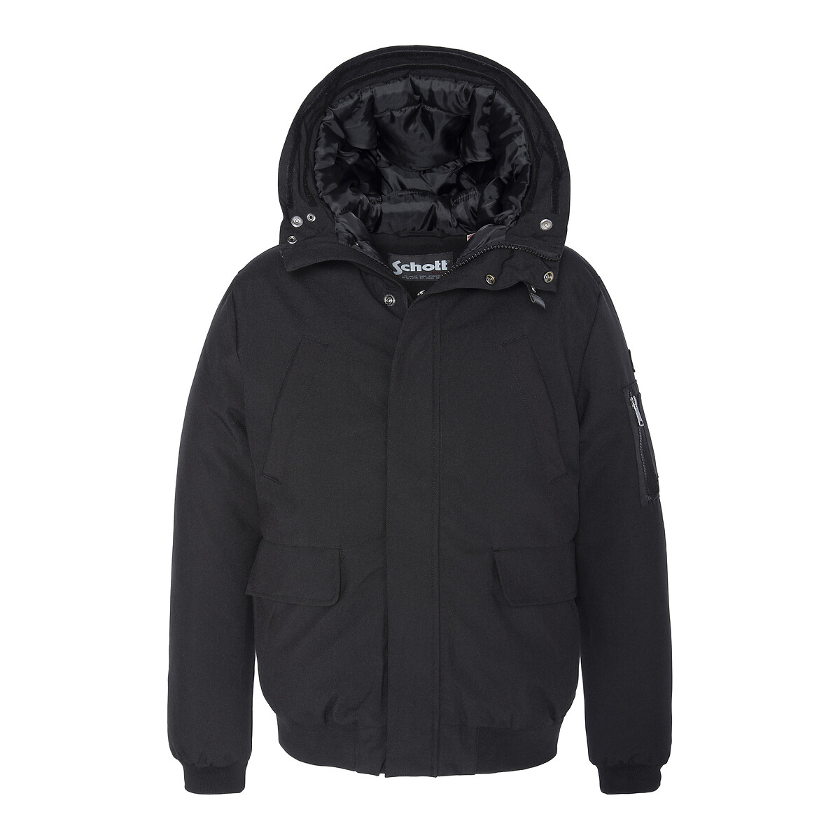 SCHOTT<br>Jaqueta bomber quente com zíper e capuz Keyburn