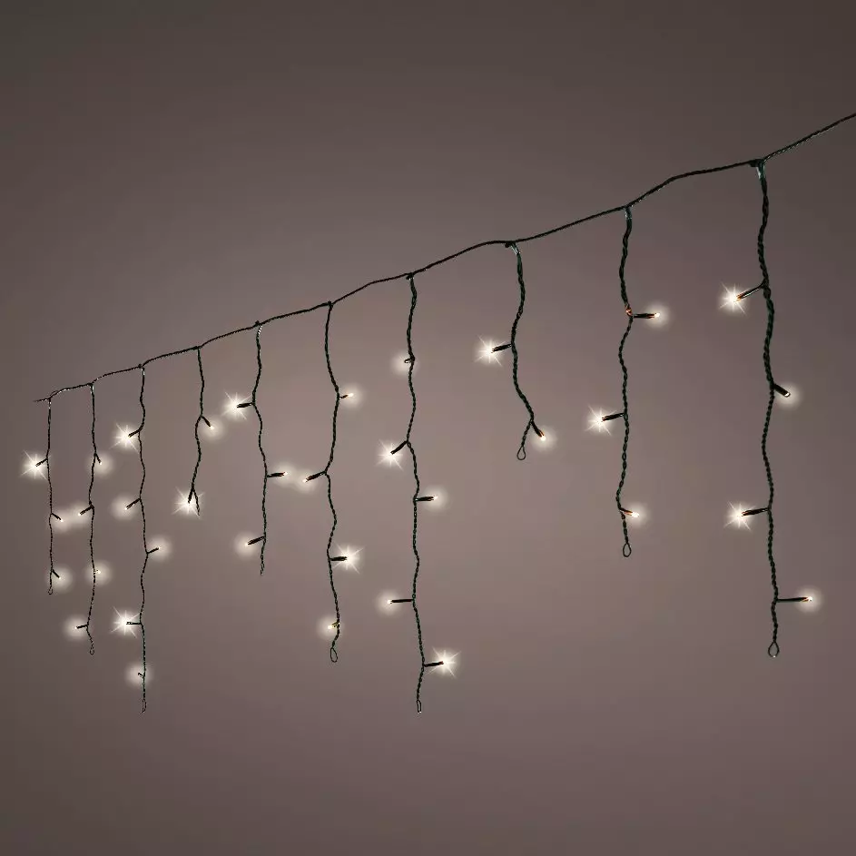 Stalactite lumineuse 5 m 119 LED câble noir Stars Blanc chaud