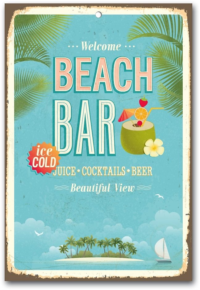 Home affaire Metallbild »Beach Bar« Bar & Lounges | Cocktail Beach, Stahlschild, Blechschild, Hawai, Cocktails