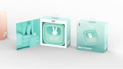 MOB Vekkeklokke med Lys Billy Clock, Lyseblå