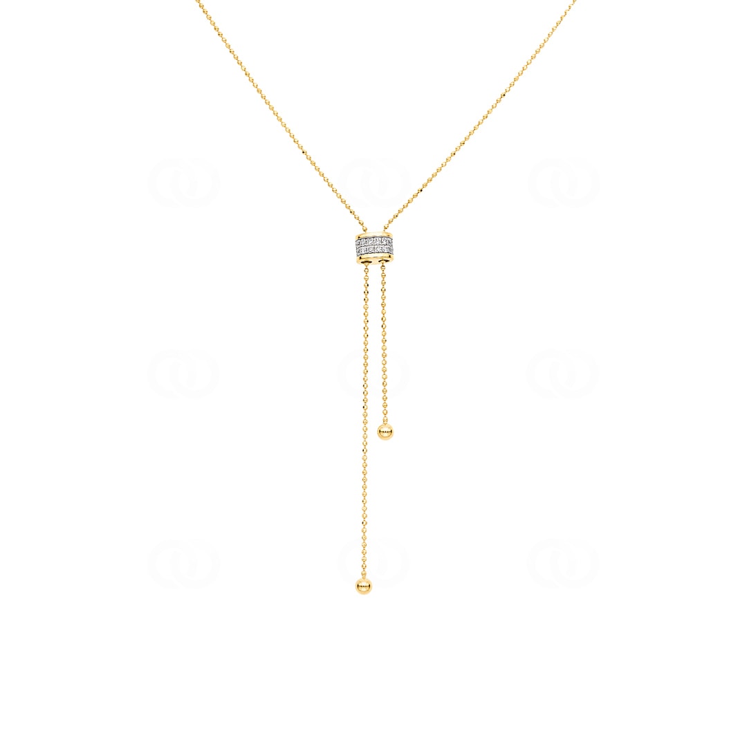 Y-Collier 750/18 K Gelbgold mit Diamanten 0.12ct H/Si