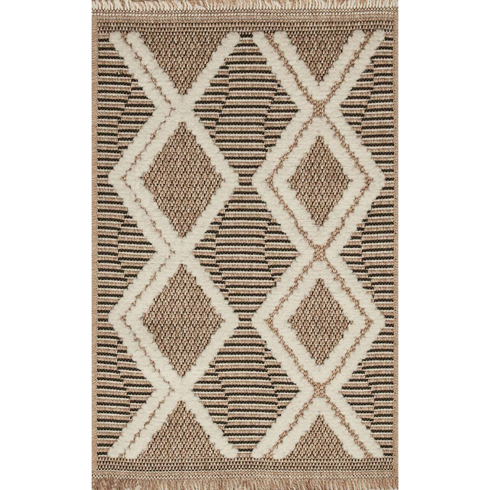 Tapis intérieur extérieur aspect jute noire tulum 9048 180 x 67 cm