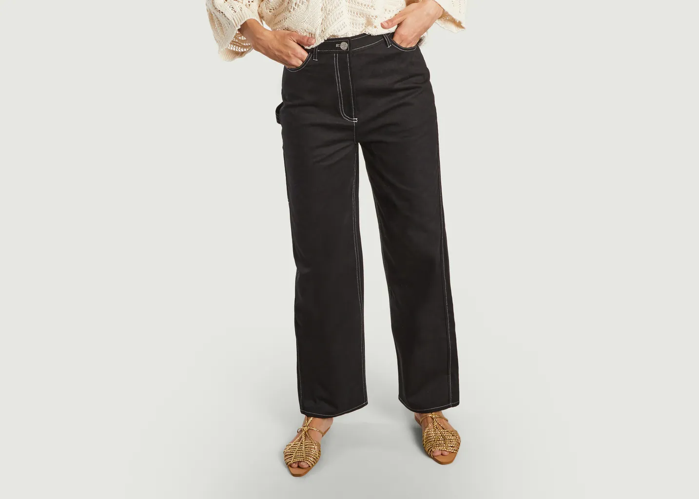 Pantalon droit en coton bio Noa Samsoe Samsoe