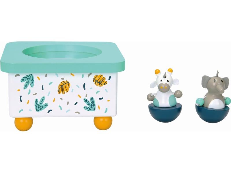 Spielba Holzspielwaren Musikspieldose Elefant & Giraffe Detailreich gefertigte Spieluhr als Einschlafhilfe für Kleinkinder