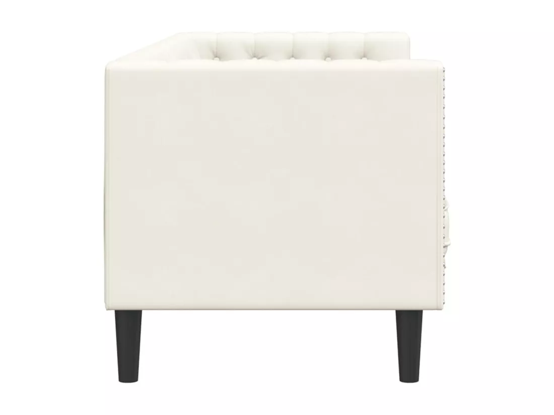 Canapé Chesterfield avec traversins 3 places crème velours