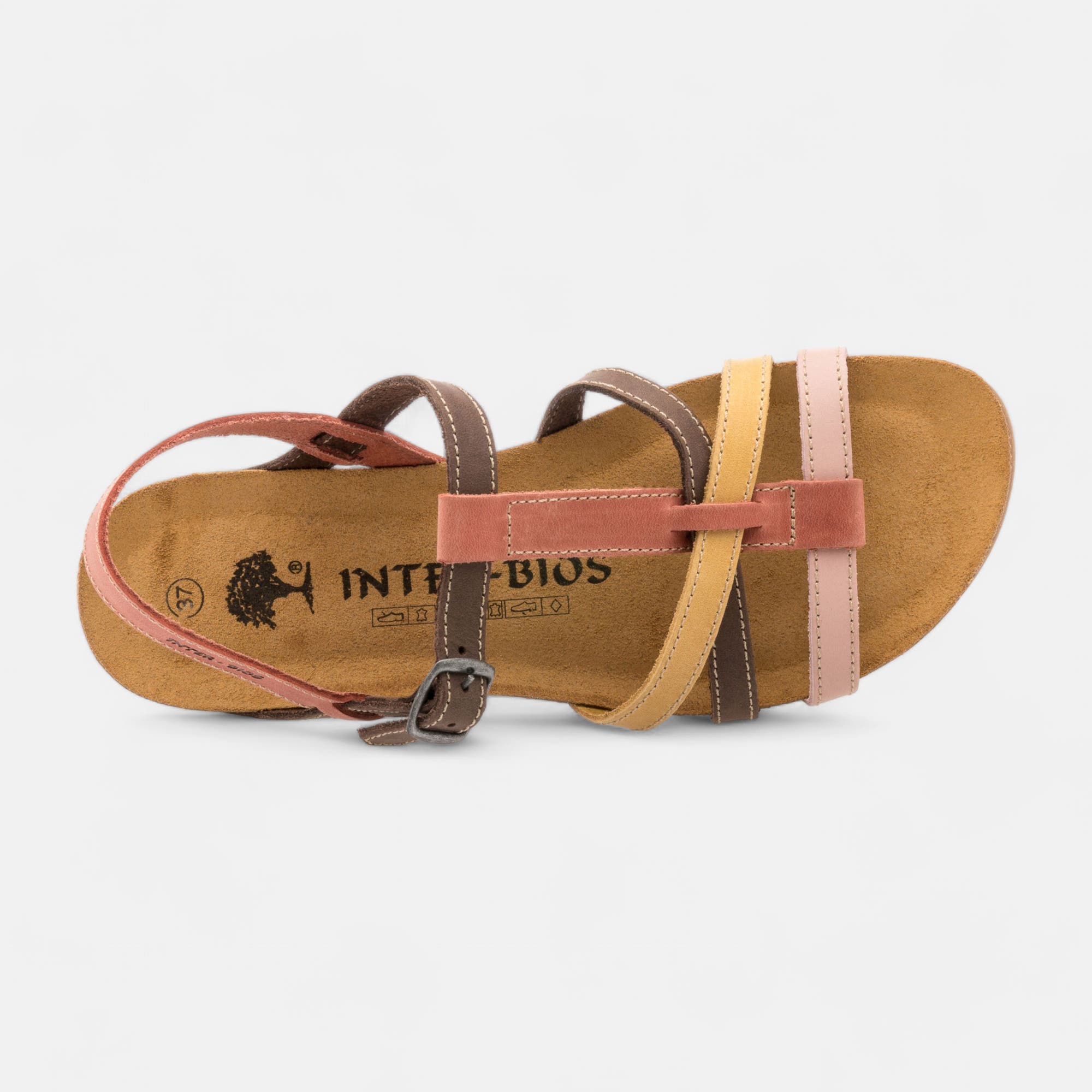 Mules semelle liège Femme en cuir rose
