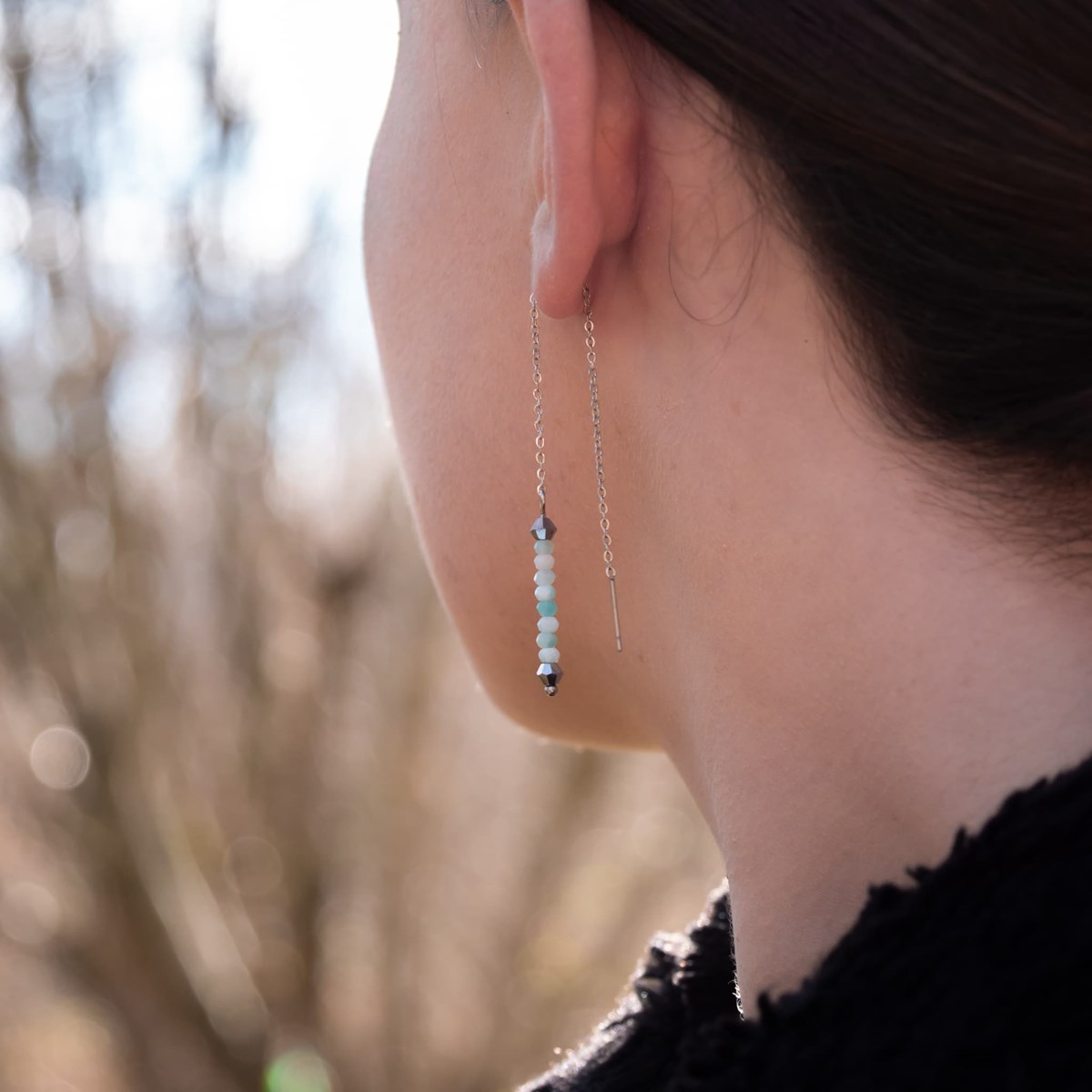 Collier, bracelet et boucles d'oreilles Lumia en pierres Amazonite