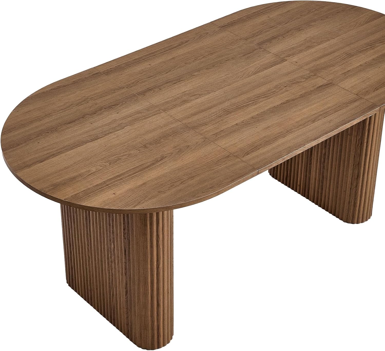 180 cm Ovale Esstisch für 6-8 Personen – Moderner Farmhouse-Tisch mit Holzmaserung-Oberfläche & Stabilen Elliptischen Tischbeinen für Küche, Esszimmer, Konferenzraum (Dunkelbraun)
