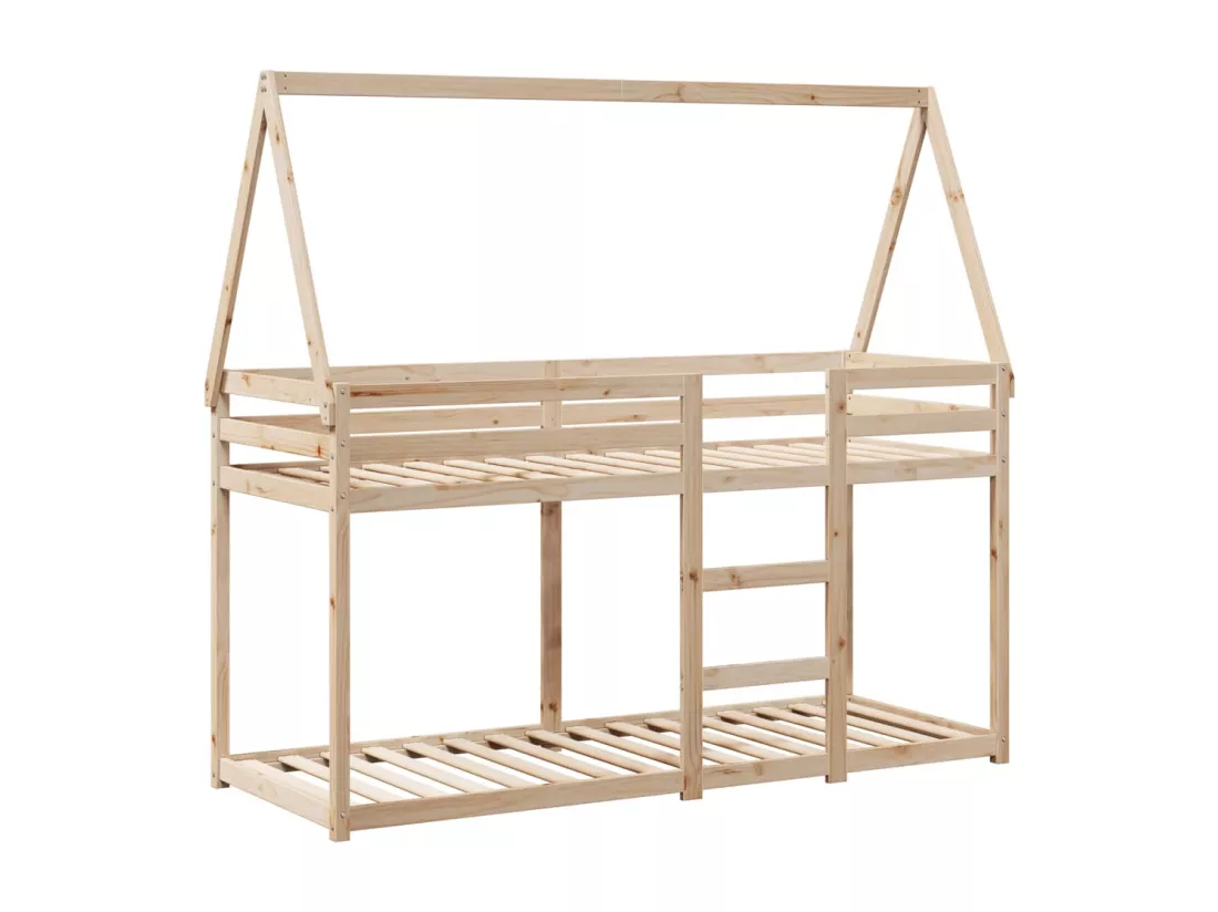 Lit superposé avec toit 90x190 cm bois massif de pin