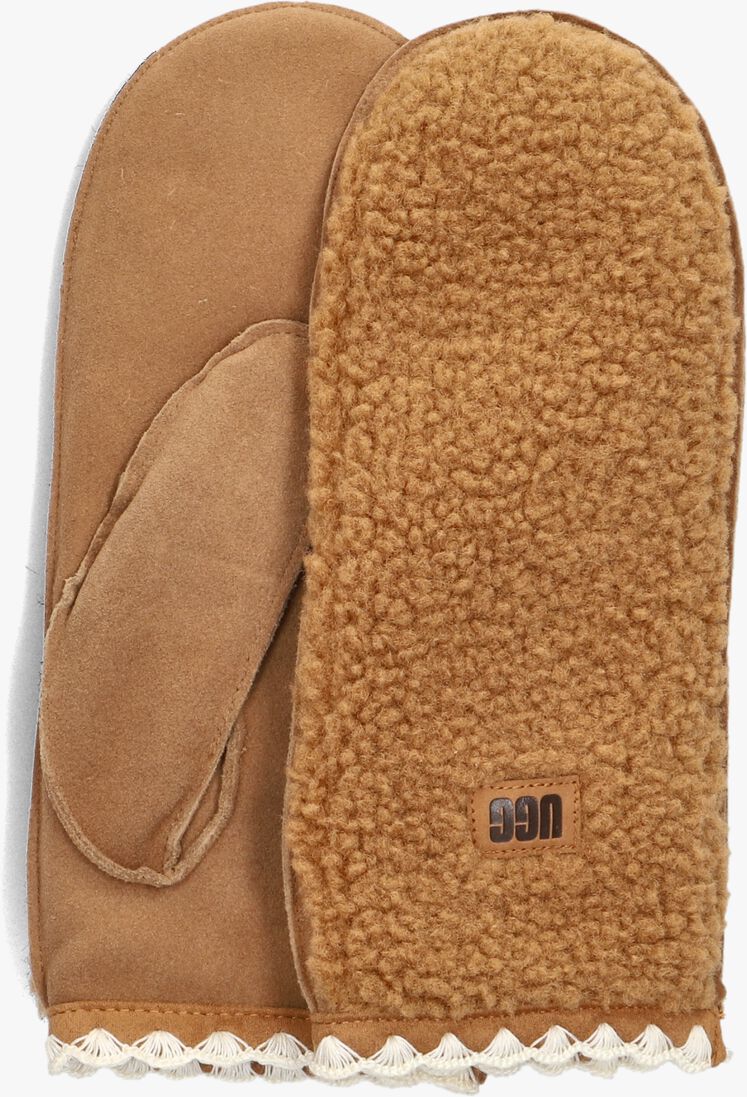 cognac ugg handschoenen uggfluff scalloped mitten