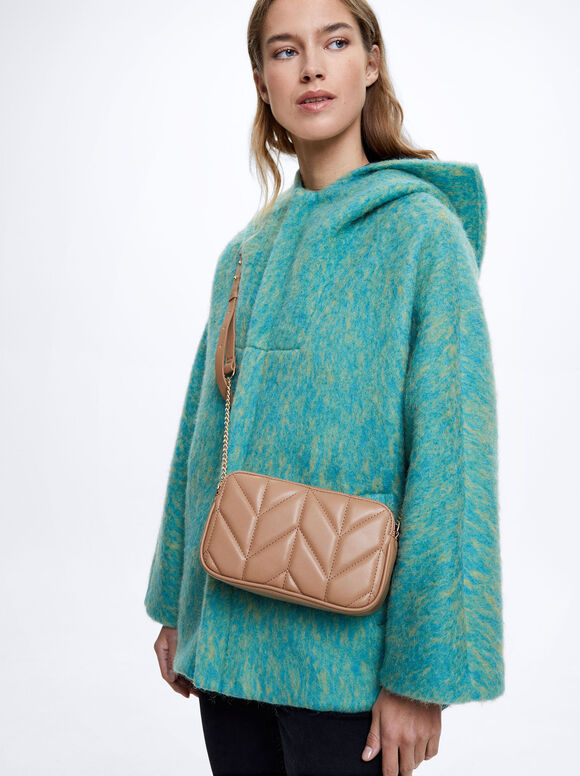 Bolso Padded Asa De Cadena - Marrón