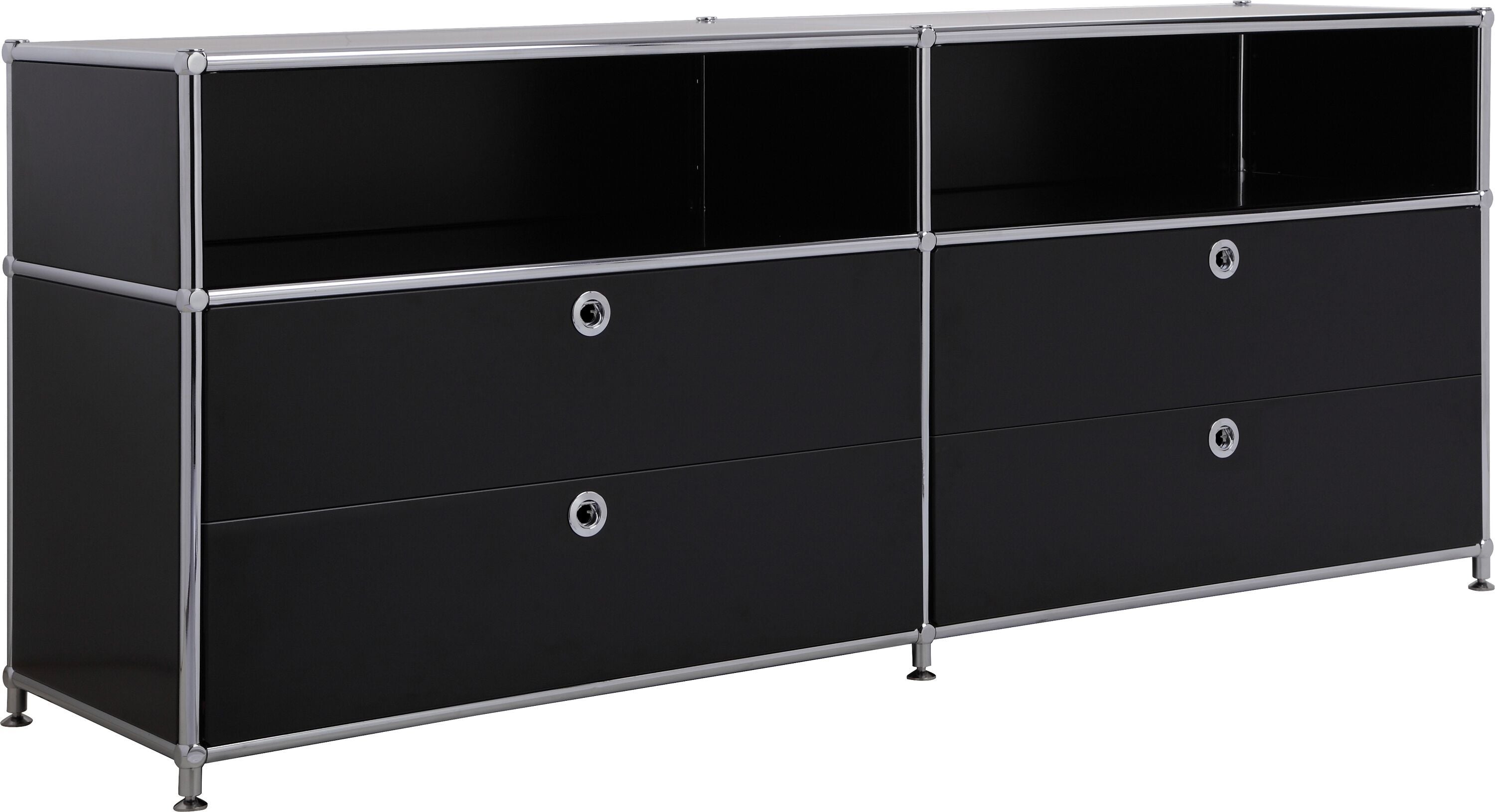 FLEXCUBE Lowboard - Schwarz / B: 152.0 cm x T: 40.0 cm x H: 62.5 cm