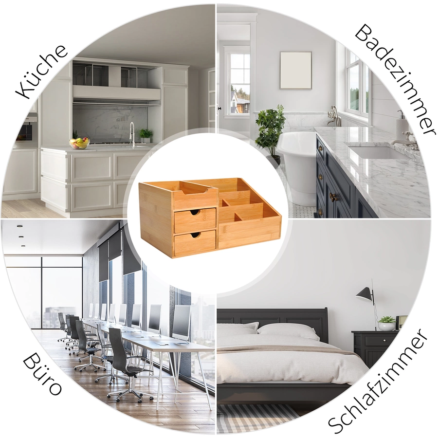 HOMCOM Schreibtischorganizer mit 2 Schubladen natur