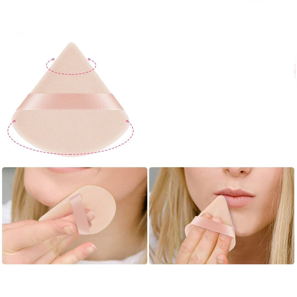 (6er Set) Puderquaste Make Up Powder Puff Dreieck Schwamm für Loses Puder / Foundation - Rosa