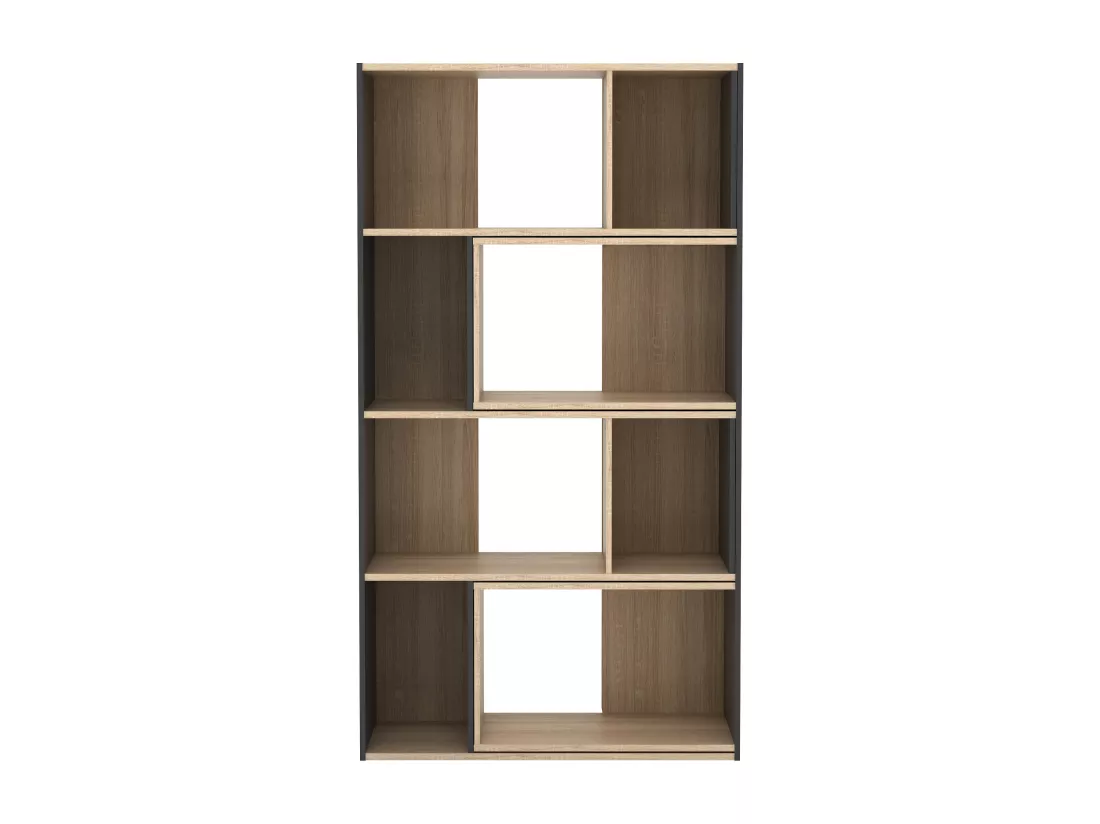 Bibliothèque d'angle modulable - 8 à 12 niches - Naturel et Anthracite - DARLENA