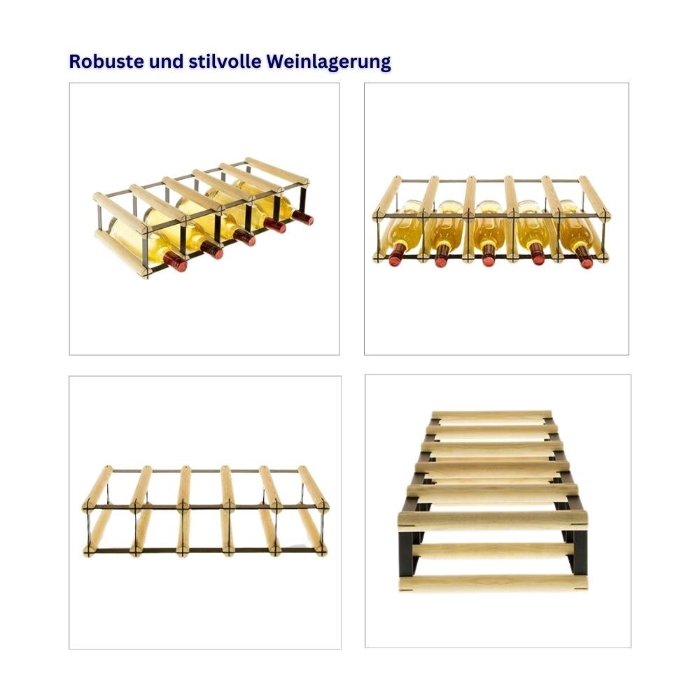 PROREGAL Modulair Wijnrek Vinotega Mod Metaal HxBxD 12,5 x 52,5 x 24,5 cm 5 x 1 Flessen Massief Dennenhout Natuurlijk