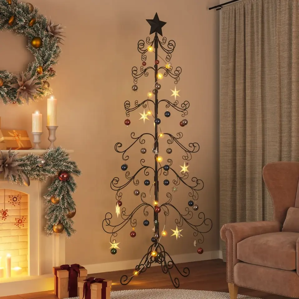 vidaXL - Metalen Kerstboom - Zwart - 215 cm