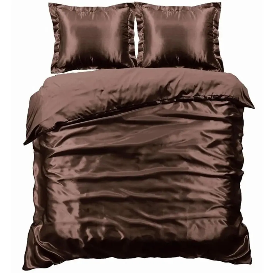 Glanzend Satijnen Dekbedovertrek Beauty Silk Bruin-1-persoons (140...