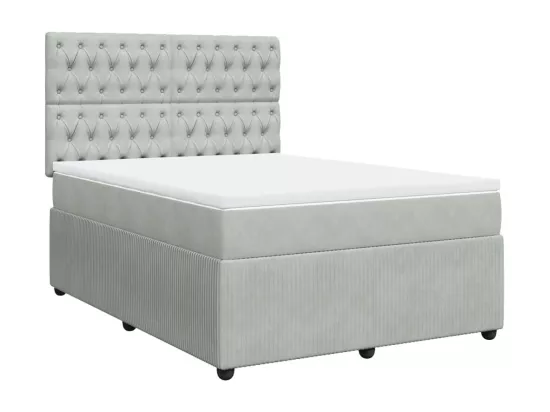 Sommier à lattes de lit et matelas Gris clair 140x190cm Velours