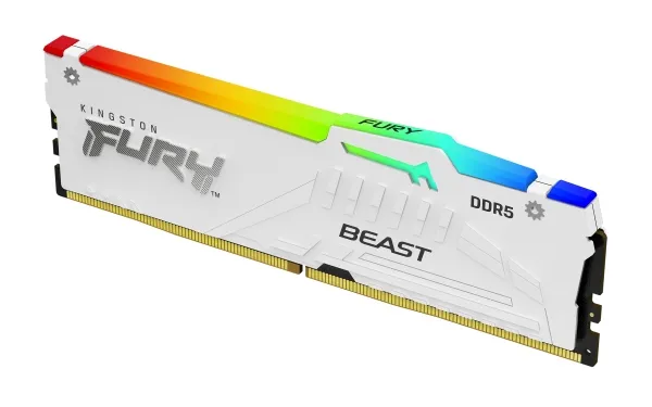 Kingston FURY Beast RGB - DDR5 - sæt - 64 GB: 2 x 32 GB - DIMM 288-PIN - 6000 MHz / PC5-48000 - CL30 - 1.4 V - ikke bufferet - on-die ECC - hvid