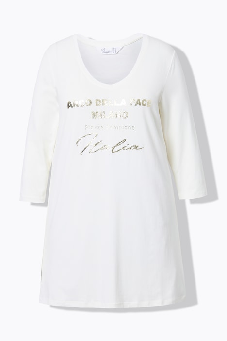 T-Shirt, Metallic-Statement, 3/4-Ärmel