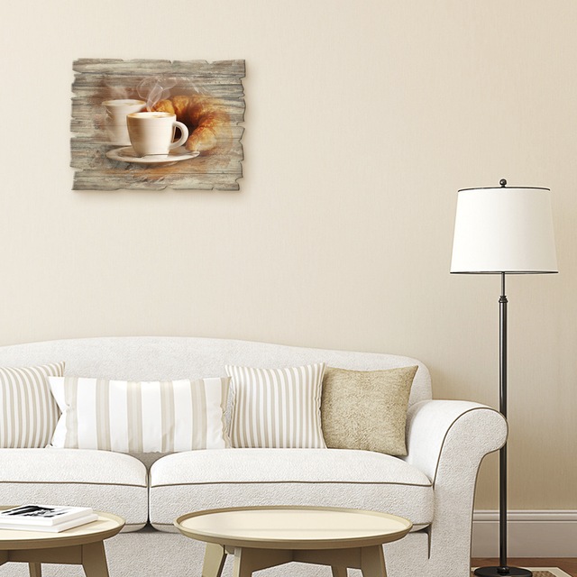 Artland Holzbild »Dampfender Cappuccino und Croissant« Getränke 1 Stk. tlg.