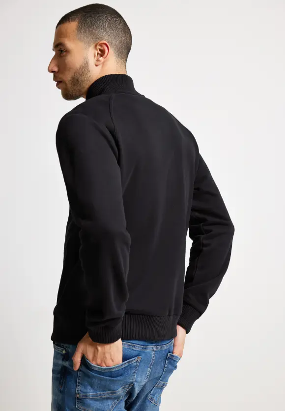 Sweatjacke mit Troyerkragen - Black