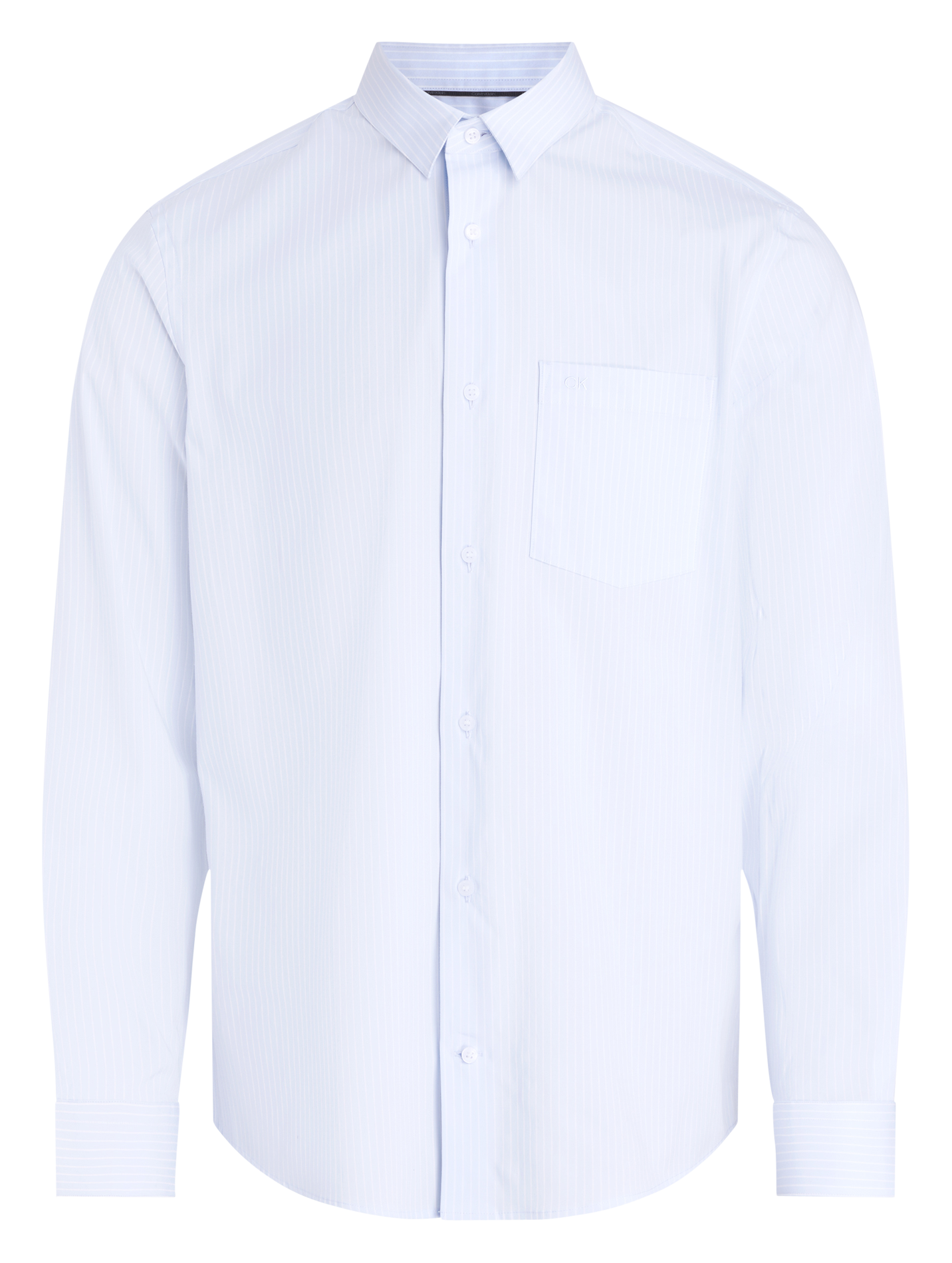 Chemise droite col classique en coton bio mélangé rayée | Bleu