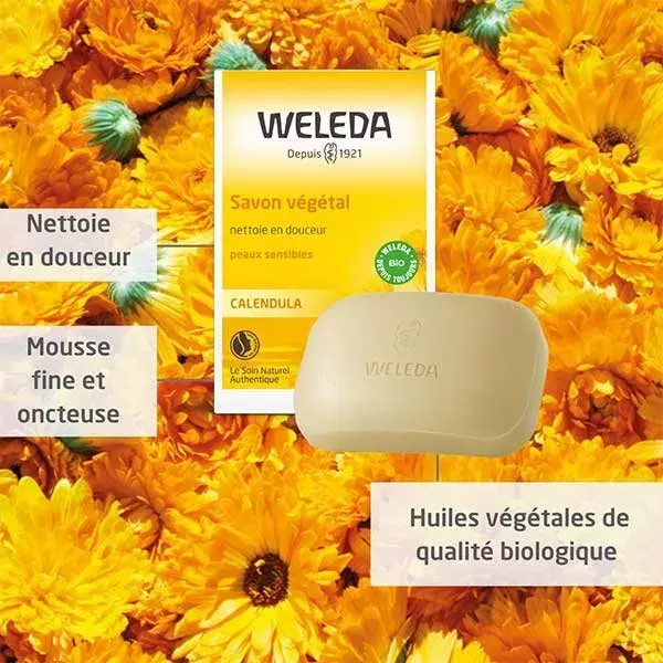 Sabonete vegetal orgânico de calêndula Weleda, pacote com 2 unidades de 100g