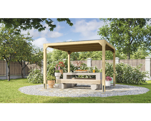 Tuinpaviljoen Karibu Cubusso 320 x 320 cm naturel