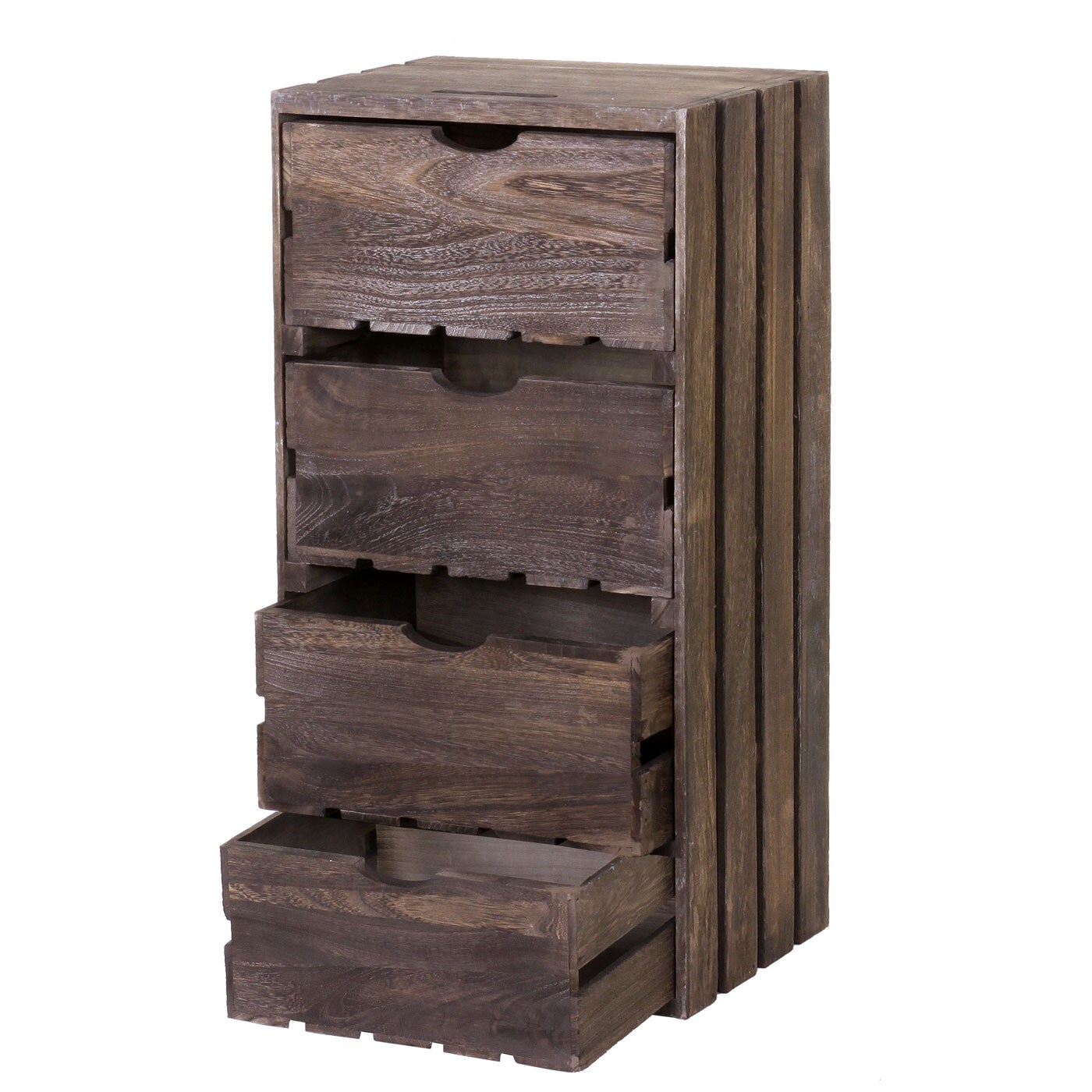 Kommode MCW-C62, Schubladenkommode Holzkiste, Shabby-Look Vintage, 4 Schubladen 70x32x26cm ~ braun