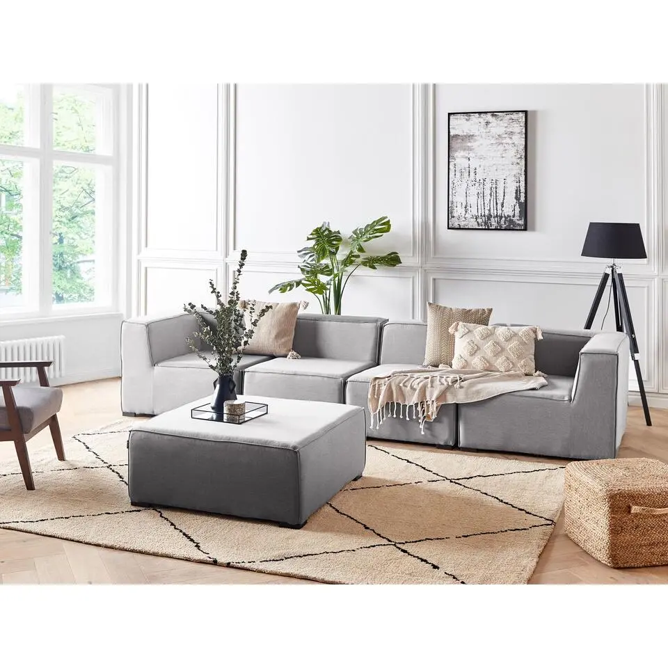 AREZZO - Tuinbank voor 4 - Lichtgrijs - Polyester
