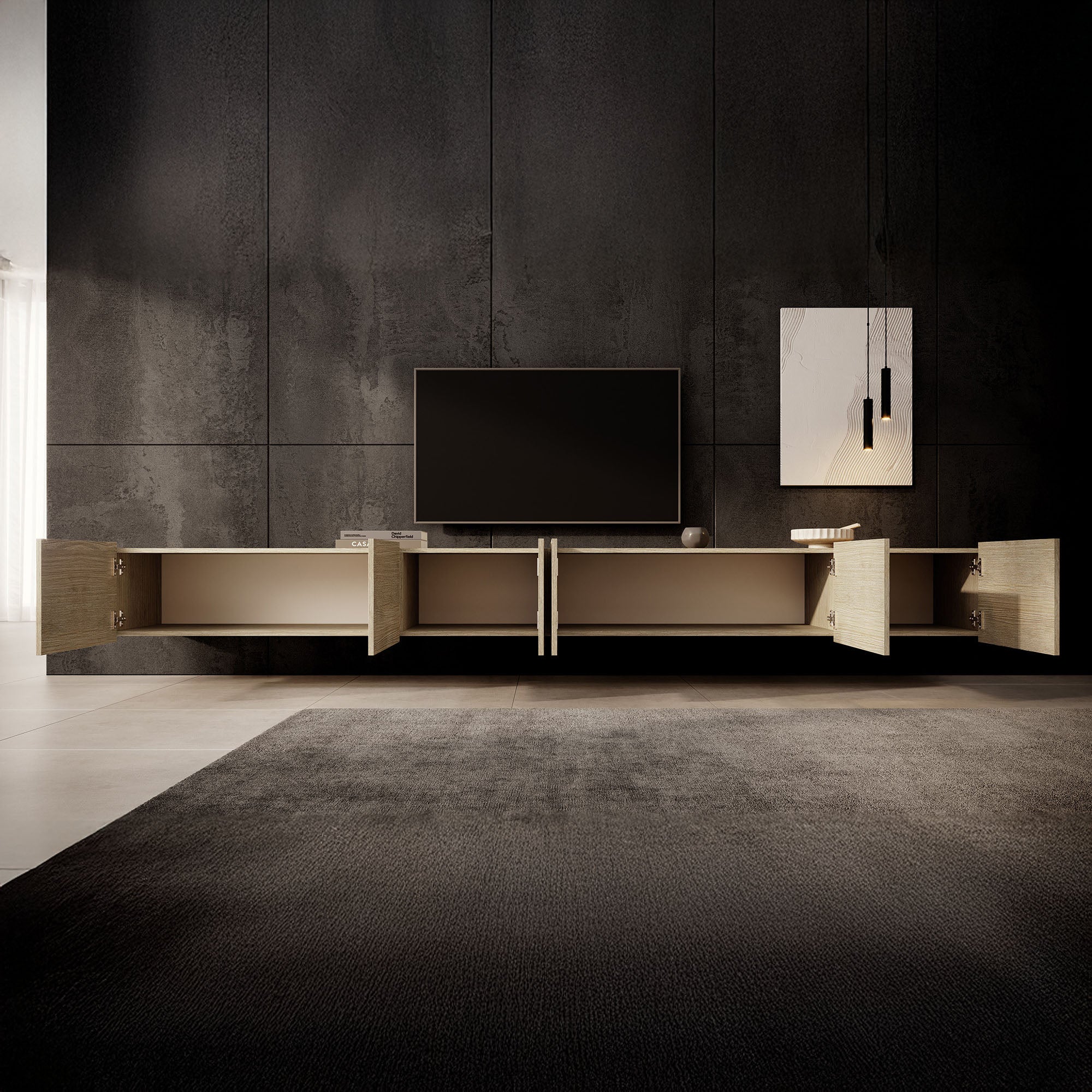 Calabas - TV-Meubel met 6 deuren - Eiken - 300x43x37 cm