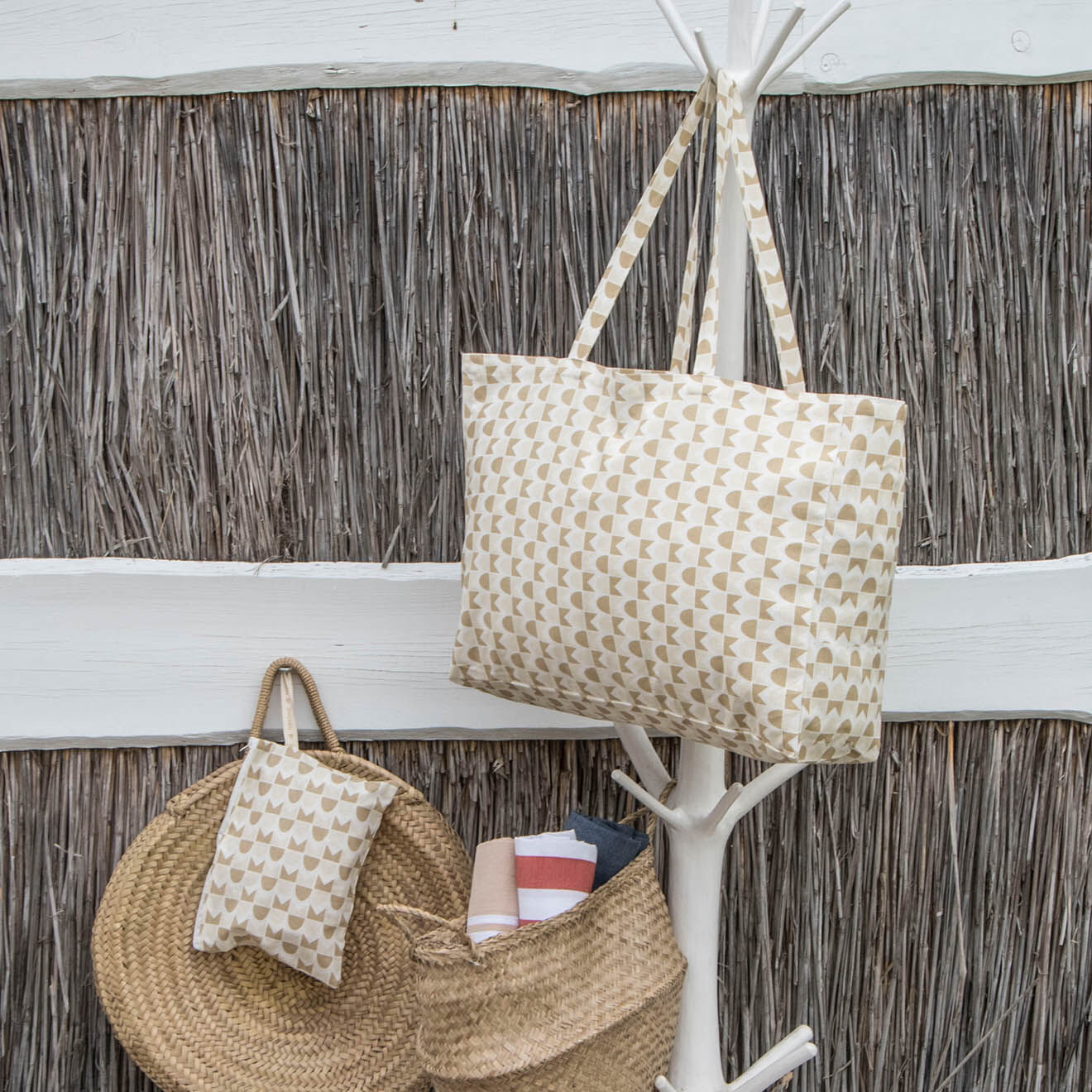 Febronie Pochette de plage en Coton Skandi sable - 28x21 cm
