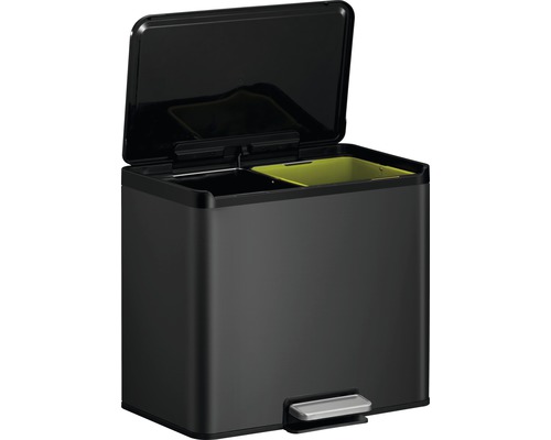 EKO EcoCasa III pedaalemmer, 2 compartimenten (2 x 15 liter), zwart