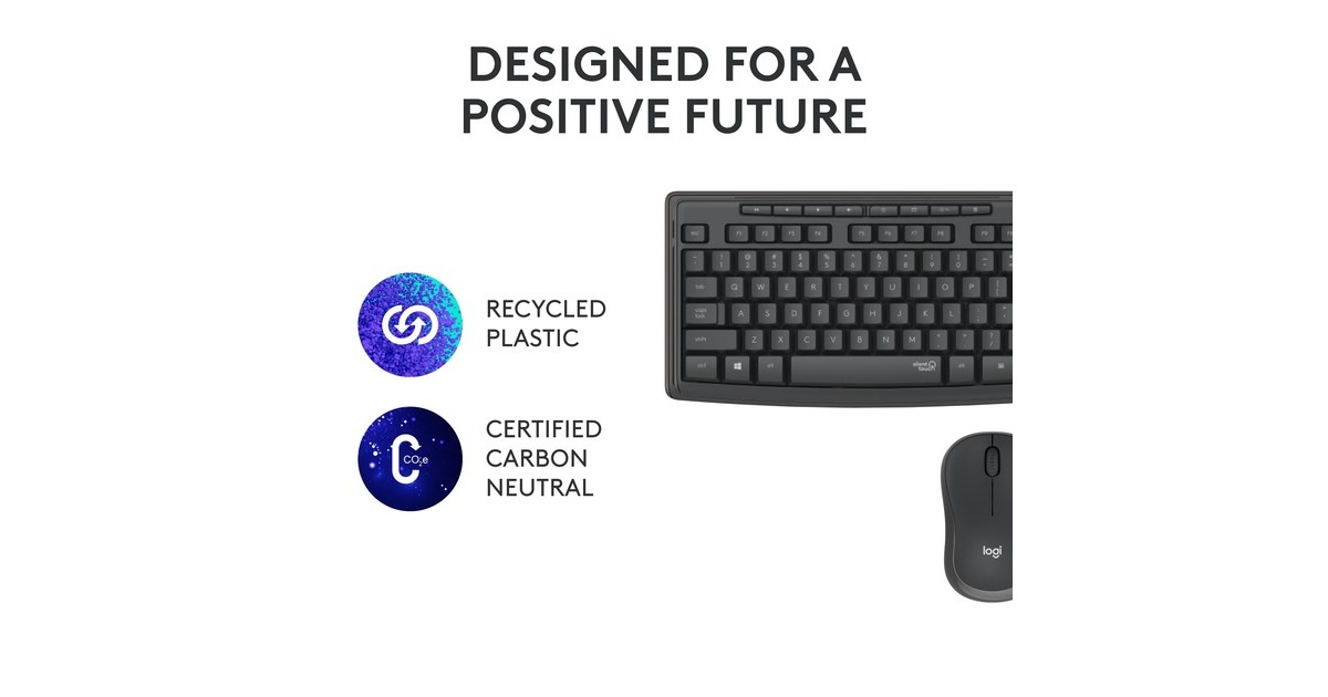 LogitechMK295 Silent Wireless Keyboard and Mouse Combo, desktopset  (Zwart, US-International)