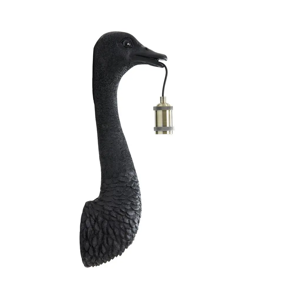 Wandlamp Ostrich - Zwart - 18x15.5x57.5cm